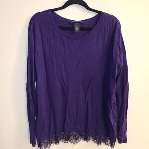 Long Sleeved lace trimmed blouse